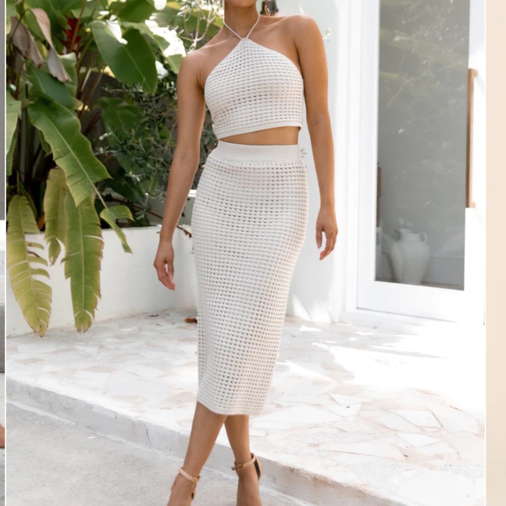 NWOT Petal and Pup Beige Annabelle Midi Skirt